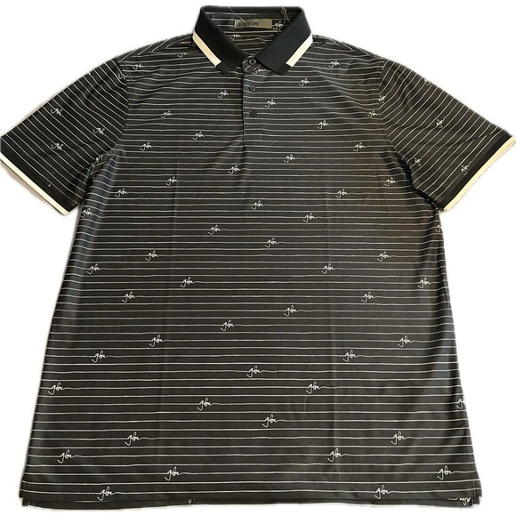 G/FORE Tech Pique Script Stripe Polo Golf Shirt NWT Large $120 Onyx